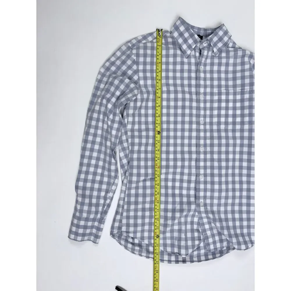 J.Crew Flex Slim Fit Gingham Button Down Shirt Blue Gray Business Casual Preppy